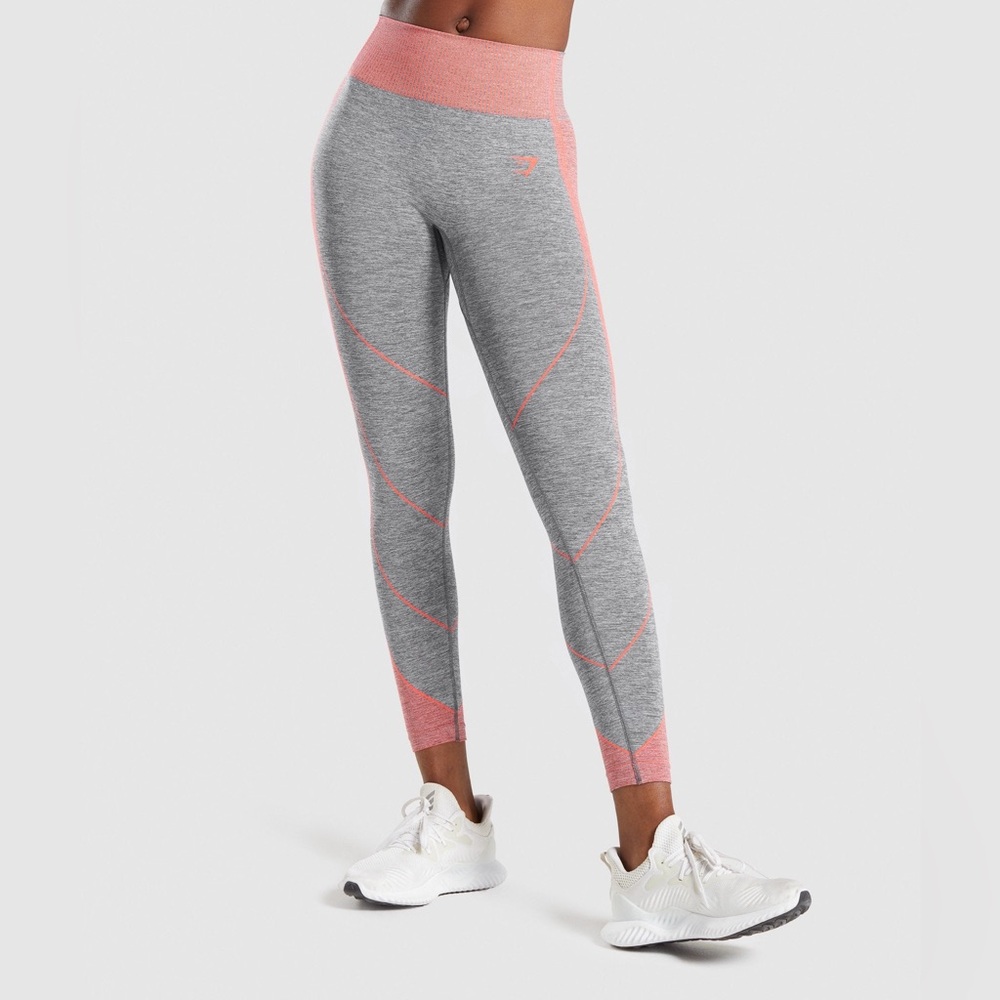 Gymshark Hyper Amplify Leggings - Charcoal and Coral